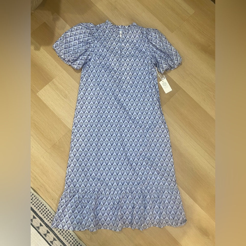 NWT Hyacinth House Periwinkle Trellis Mimi Midi Dress L - Picture 2 of 7